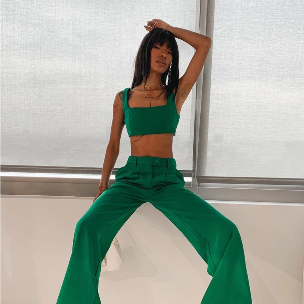 Princess Polly Huxley Set Green TOP ONLY